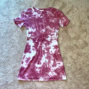 L.A. Hearts - Pink and white tie dye t shirt dress with cut outs in middle